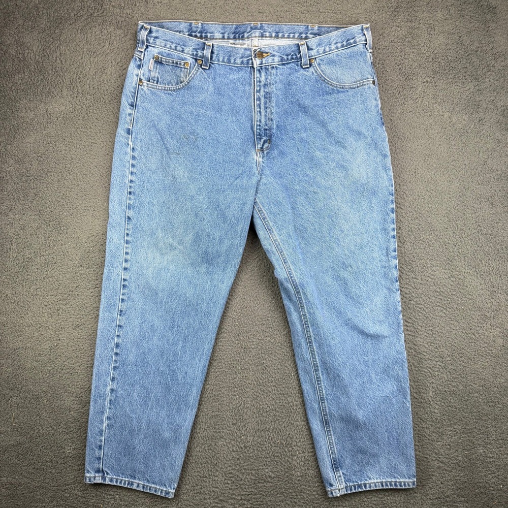 Carhartt B17-DST Relaxed Fit Mens Blue Denim Jeans 40x30 Stone Wash Workwear